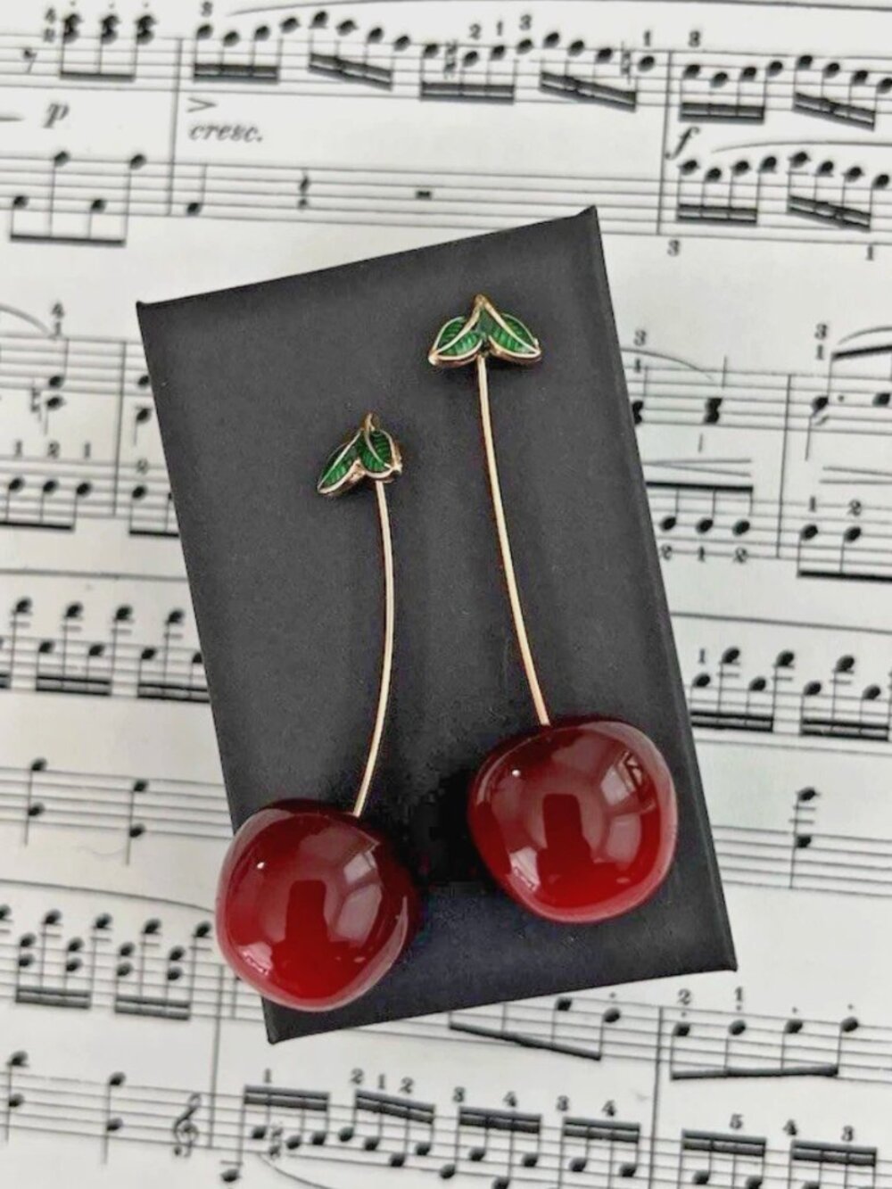 3D Cherry Drop Earrings Long Dangle Fruit Earrings Statement Jewelry